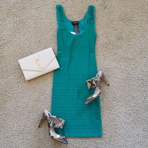 Beautiful Teal back cut out contour dress